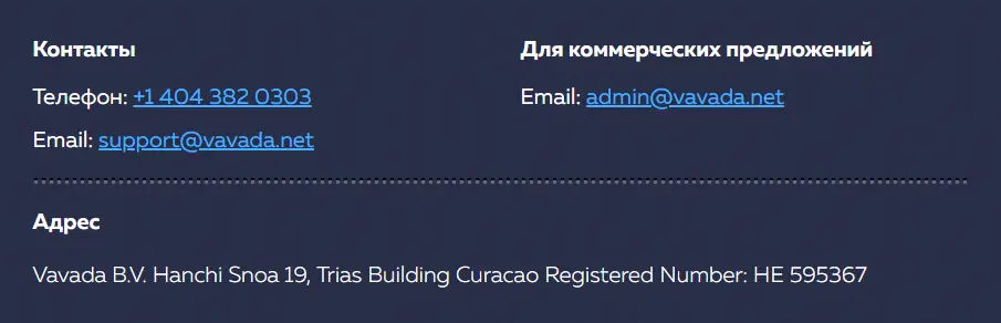 Вавада служба поддержки
